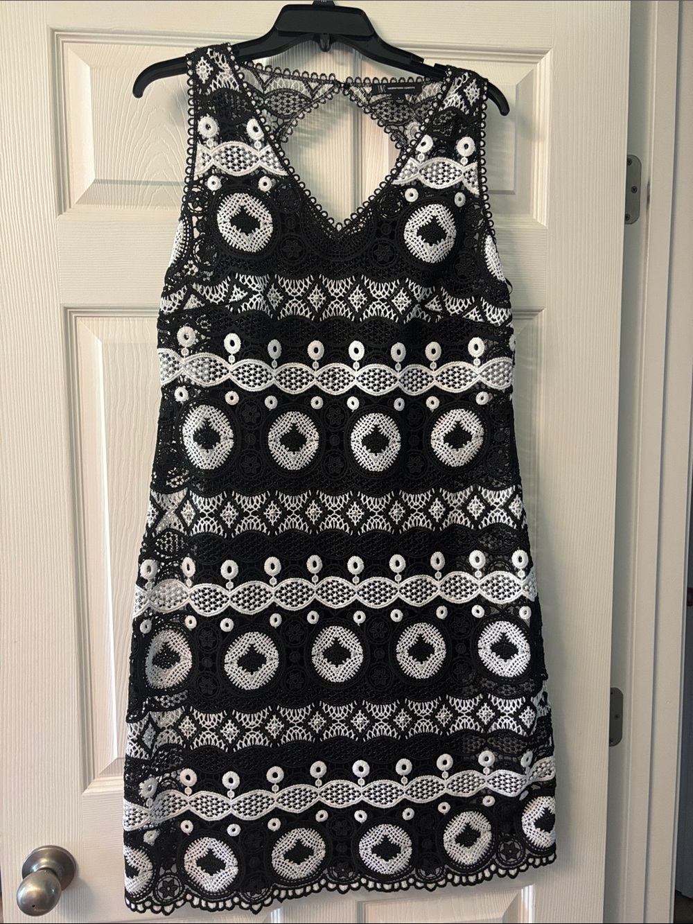 INC International Concepts Black & White Crochet Shift Dress